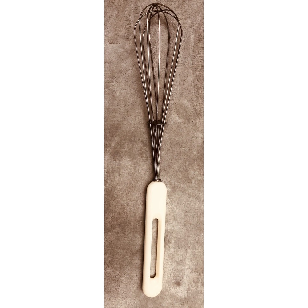 Vintage Bonny Stainless Steel Whisk White Plastic Handle Made In Italy